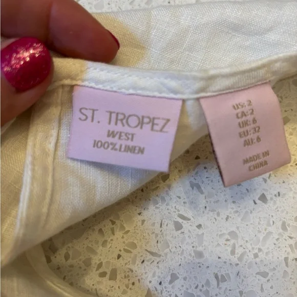 St Tropez West 100% LINEN dress sz 2 - Picture 5 of 6